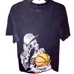 NBA Michael Jordan Chicago Bulls Black T Shirt Mens Championship 3 Peat Portrait